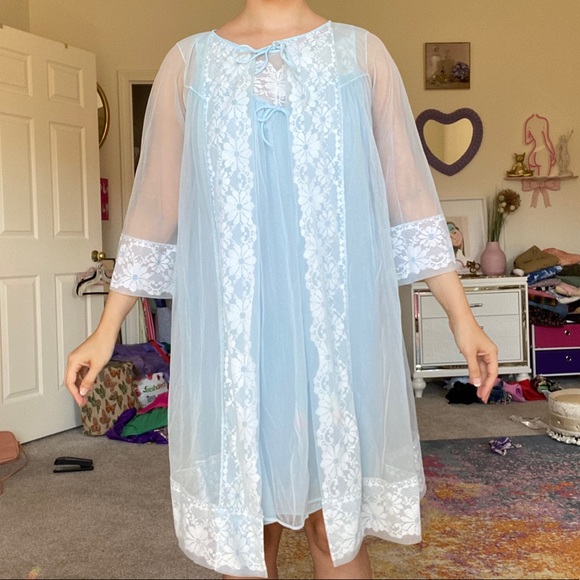 Vtg SEARS 60s Nightgown Robe Set - Picture 5 of 8